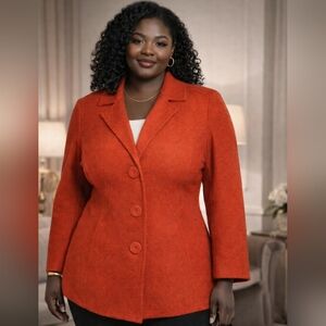 Dana Buchman Burnt Orange Tailored Wool-Blend Blazer